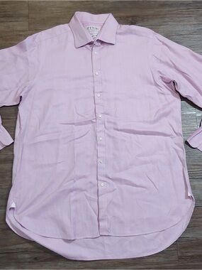 Thomas Pink Light Pink Men's Dress Shirt - Spread Collar Button-Up